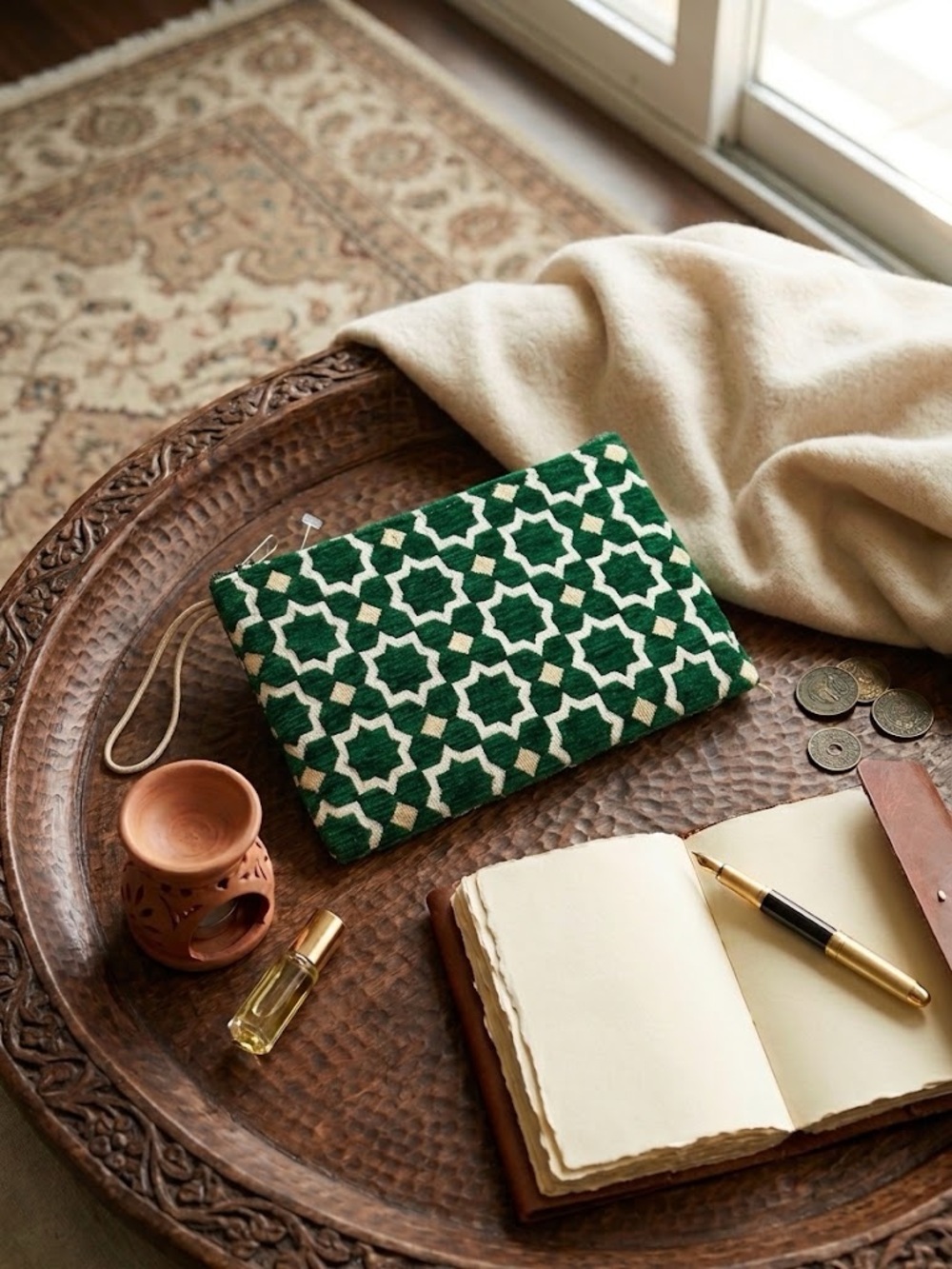 Handmade Moroccan Brocade Velvet Pouch Wristlet